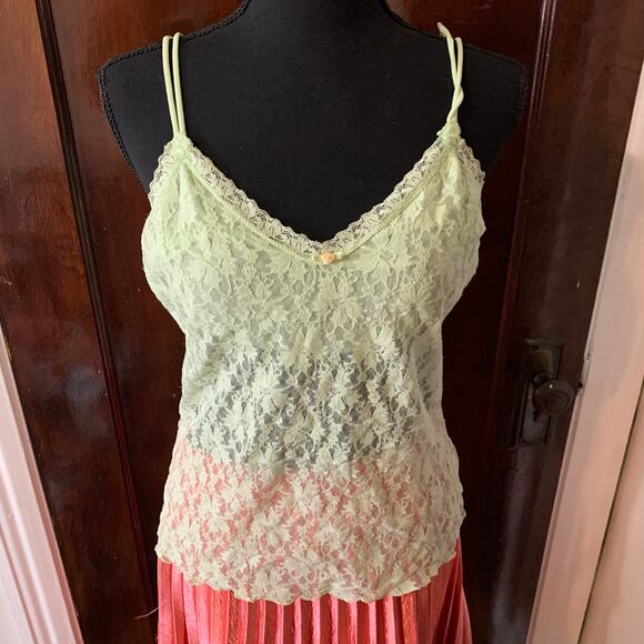 Y2K Vintage Light Green Lace Secret Treasures Camisole Sweetheart Flower MEDIUM - Picture 7 of 10